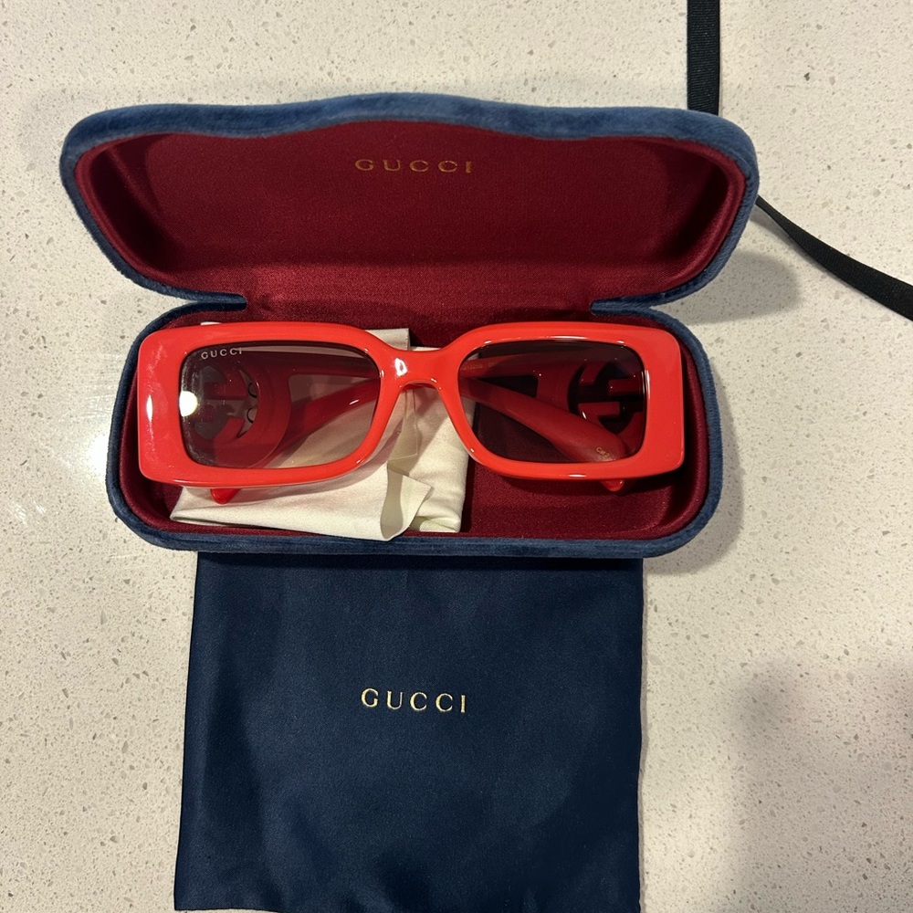 Gucci Bold Red Sunglasses with Case